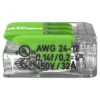 WAGO Samlemuffe, 3x0,2-4 mm², serie 221, transparent, med grøn pal