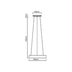30W dæmpbar LED lysekrone, kaffefarvet, 600 mm diameter, 1200 mm højde, 3000K, 2250 lumen, 80Ra, IP20