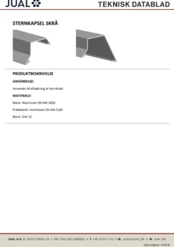 Win sternkapsel, lang, skrå, 25x35x60x1000 mm, svækket begge ender