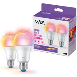 WiZ E27 LED-pære, A60, 806lm, Color, 8,5W, WiFi/Matter - 2 pak