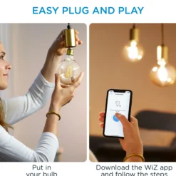 WiZ E27 LED-pære, Globe klar G95, 650lm, Tunable White, 7W, WiFi/Matter