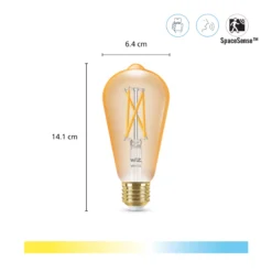 WiZ E27 LED-pære, ST64 amber, 640lm, Tunable White, 7 W, WiFi/Matter - 2 pak inkl. remote