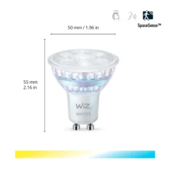 WiZ GU10 pære, Tunable White, 345 lumen, Ra90, 4,7W, WiFi - 2 pak