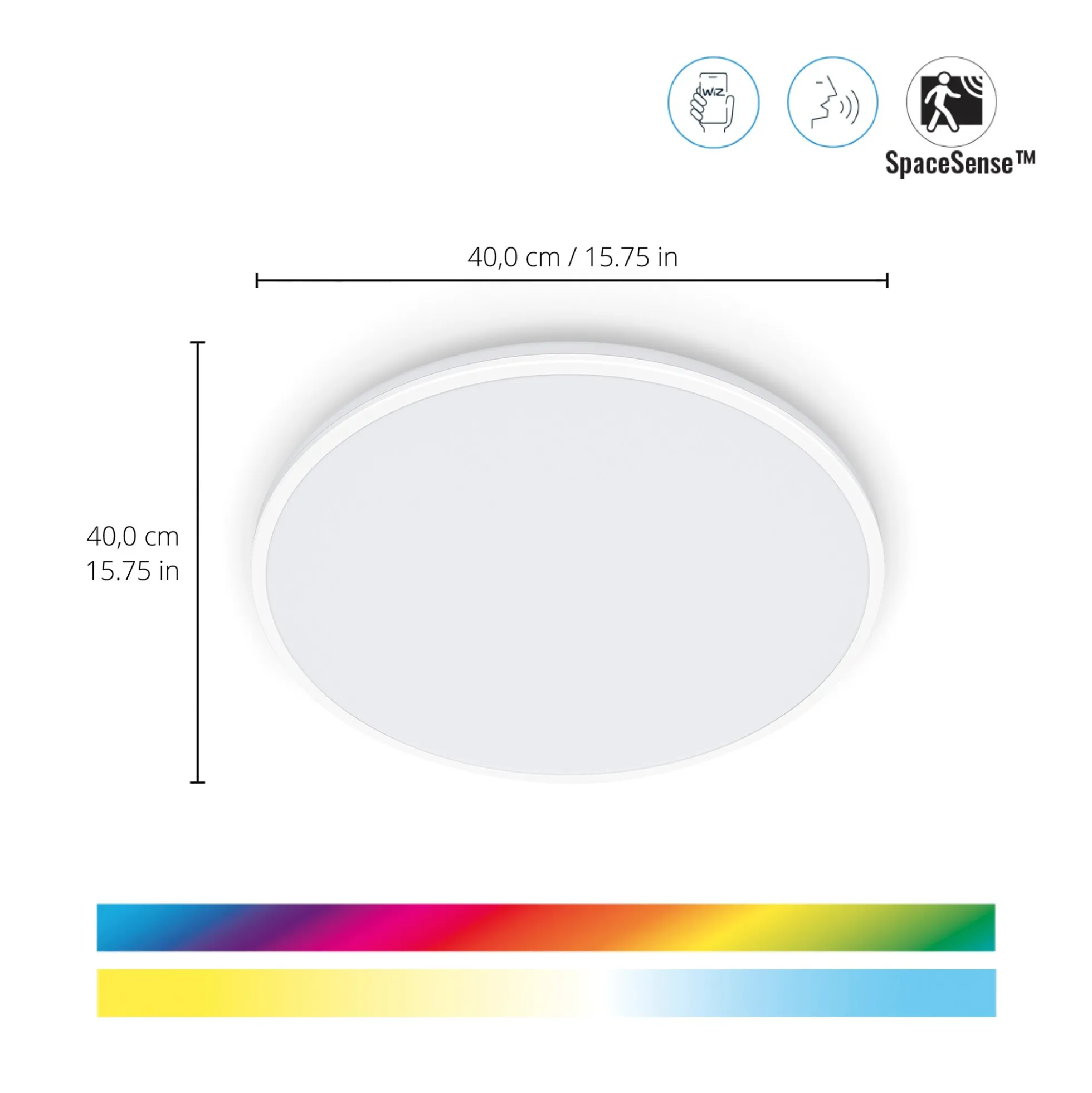 WiZ Rune plafond, Color + Tunable White, 2100lm, Ø 40 cm, hvid