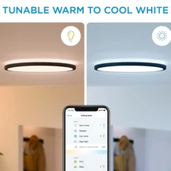 WiZ SuperSlim plafond, Ø24 cm, 1300lm, Tunable White, 14W, WiFi/Matter, Sort