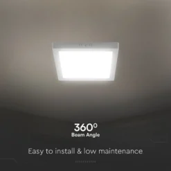18W kvadratisk LED loftlampe, 21,4x21,4cm, 100lm/W, hvid kant, 6500K - Kulør: Kold