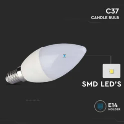2.9W LED kertepære, E14 fatning, 4000K, 250lm, RA80 - V-TAC