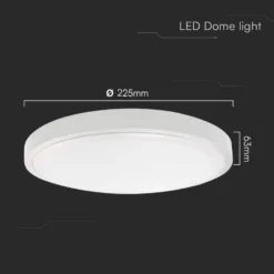 18W LED loftslampe, IP44, Ø22,5cm, Højde: 6,3cm, hvid kant, neutral kulør