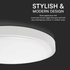 18W LED loftslampe, IP44, Ø22,5cm, Højde: 6,3cm, hvid kant, neutral kulør