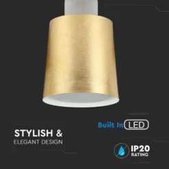 7W LED pendellampe, Guld akryl skærm, Ø12cm, inkl. lyskilde, 4000K - Kulør: Neutral