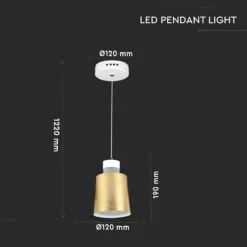 7W LED pendellampe, Guld akryl skærm, Ø12cm, inkl. lyskilde, 4000K - Kulør: Neutral