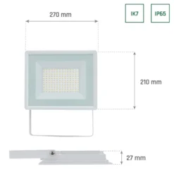 100W LED projektør, hvid, 9400lm, IP65, udendørs, 6000K