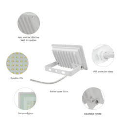20W LED projektør, 2050lm, IP65, udendørs, 6000K