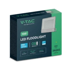 300W LED projektør, 135lm/W, Samsung LED chip, arbejdslampe, 1 meter ledning, udendørs, sort, neutral kulør - VT-44003.nw