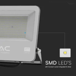 100W LED projektør, 135lm/W, Samsung LED chip, 1m ledning, udendørs, sort, 3000K - V-TAC