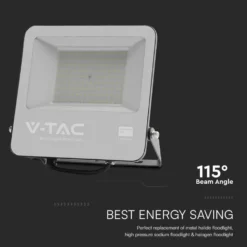 100W LED projektør, 135lm/W, Samsung LED chip, 1m ledning, udendørs, sort, 3000K - V-TAC