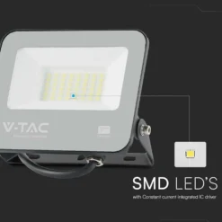 50W LED projektør, 135lm/W, Samsung LED chip, 1m ledning, udendørs, sort hus, neutral kulør