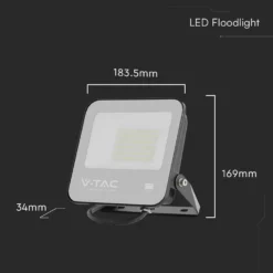 50W LED projektør, 135lm/W, Samsung LED chip, 1m ledning, udendørs, sort hus, neutral kulør