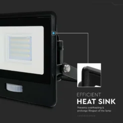 20W LED projektør med sensor, SMD, Samsung LED chip, arbejdslampe, sort hus, varm kulør - 3000K