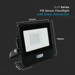 20W LED projektør med sensor, SMD, Samsung LED chip, arbejdslampe, sort hus, varm kulør - 3000K
