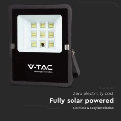 50W LED projektør med solcelle, 4000K, IP65, inkl. fjernbetjening og solpanel - Kulør : Neutral