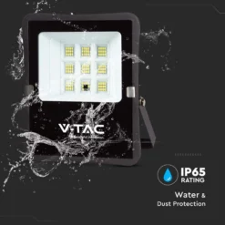 50W LED projektør med solcelle, 4000K, IP65, inkl. fjernbetjening og solpanel - Kulør : Neutral