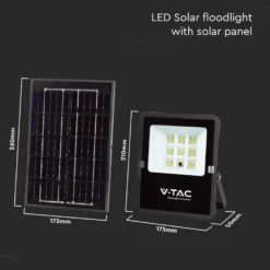 50W LED projektør med solcelle, 4000K, IP65, inkl. fjernbetjening og solpanel - Kulør : Neutral