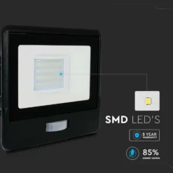 20W LED projektør, SMD, Samsung LED chip, ikke dæmpbar, sort hus, neutral hvid (4000K), IP65