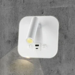 8W LED sengevæglampe med USB/PD opladning, CREE chip, 3000K, hvid, inkl. lyskilde - Kulør: Varm