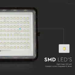 20W LED solcelle projektør, IP65, 4000K, sort, inkl. solpanel og fjernbetjening