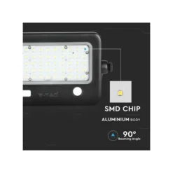 10W LED solcelle projektør, IP65, 1100 lumen, 4000K, 90° spredning, inkl. solcelle og sensor, sort
