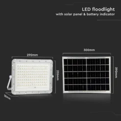 180W LED solcelle projektør, 4000K, IP65, 1800 lumen, 120° spredning, hvid