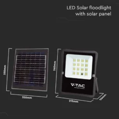 200W LED solcelle projektør med sensor, 1600lm, IP65, inkl. fjernbetjening, kold hvid - Kulør : Kold