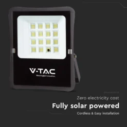 200W LED solcelle projektør med sensor, 1600lm, IP65, inkl. fjernbetjening, kold hvid - Kulør : Kold