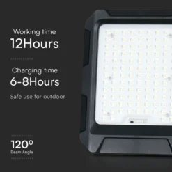 15W LED solcelle projektør med solpanel, 4000K, 3.7V, IP65, inkl. fjernbetjening, arbejdslampe, udendørs, neutral kulør