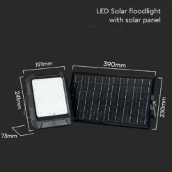 15W LED solcelle projektør med solpanel, 4000K, 3.7V, IP65, inkl. fjernbetjening, arbejdslampe, udendørs, neutral kulør