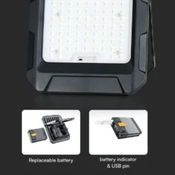 15W LED solcelle projektør med solpanel, 4000K, 3.7V, IP65, inkl. fjernbetjening, arbejdslampe, udendørs, neutral kulør
