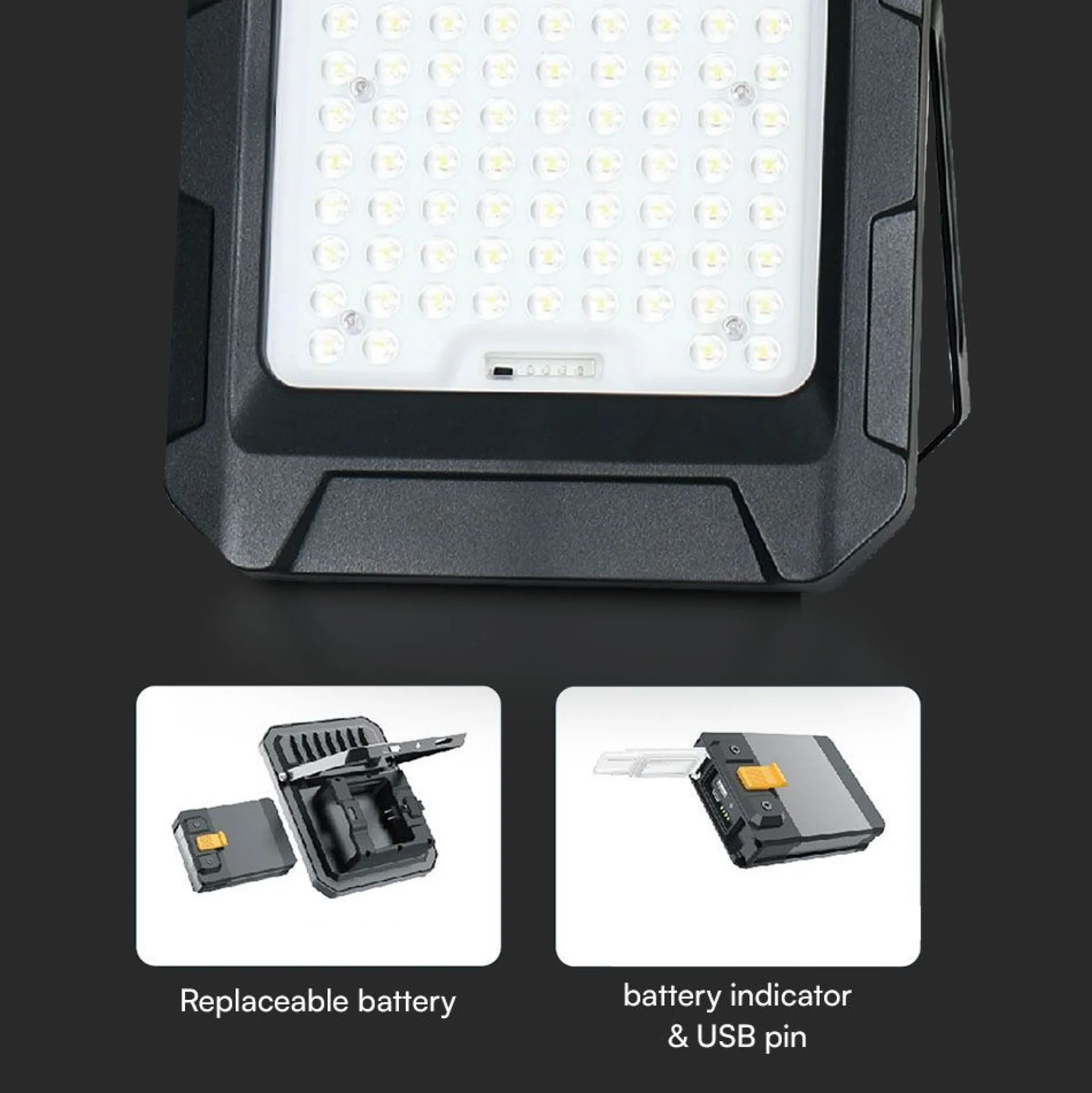 15W LED solcelle projektør med solpanel, 4000K, 3.7V, IP65, inkl. fjernbetjening, arbejdslampe, udendørs, neutral kulør