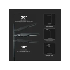 40W LED Solcellevejlys, 6000K, sort hus (120lm/watt) - V-TAC