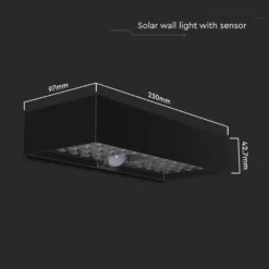6W LED solcelle væglampe med sensor, 900lm, IP65, sort, 4000K, inkl. batteri - Kulør : Neutral