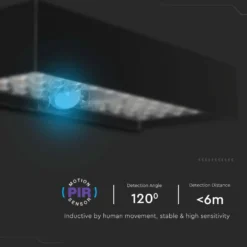 6W LED solcelle væglampe med sensor, 900lm, IP65, sort, 4000K, inkl. batteri - Kulør : Neutral