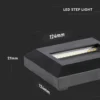 2W LED trappebelysning, sort, til påbygning, IP65, inde/udendørs, 230V, neutral