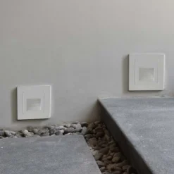 3W LED trappelys til indbygning, IP65, varm hvid (3000K), hvid kant, firkantet, 5,8x5,8 cm