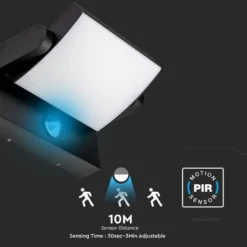 17W LED væglampe med PIR sensor, IP65, sort, 4000K, 2520 lumen - Kulør: Neutral