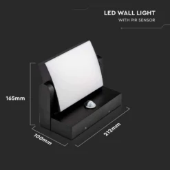 17W LED væglampe med sensor, IP65, 3000K, sort - Kulør: Varm