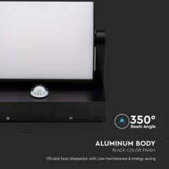 17W LED væglampe med sensor, IP65, 3000K, sort - Kulør: Varm