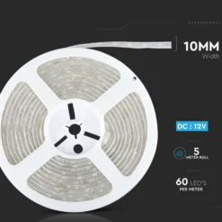 9W/m stænktæt LED strip, 24V DC, IP65, 60 LED pr. meter, 5 meter