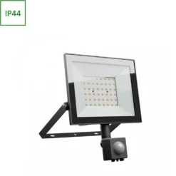 50W projektør med sensor, IP44, sort, arbejdslampe, varm kulør, 230V (restsalg)