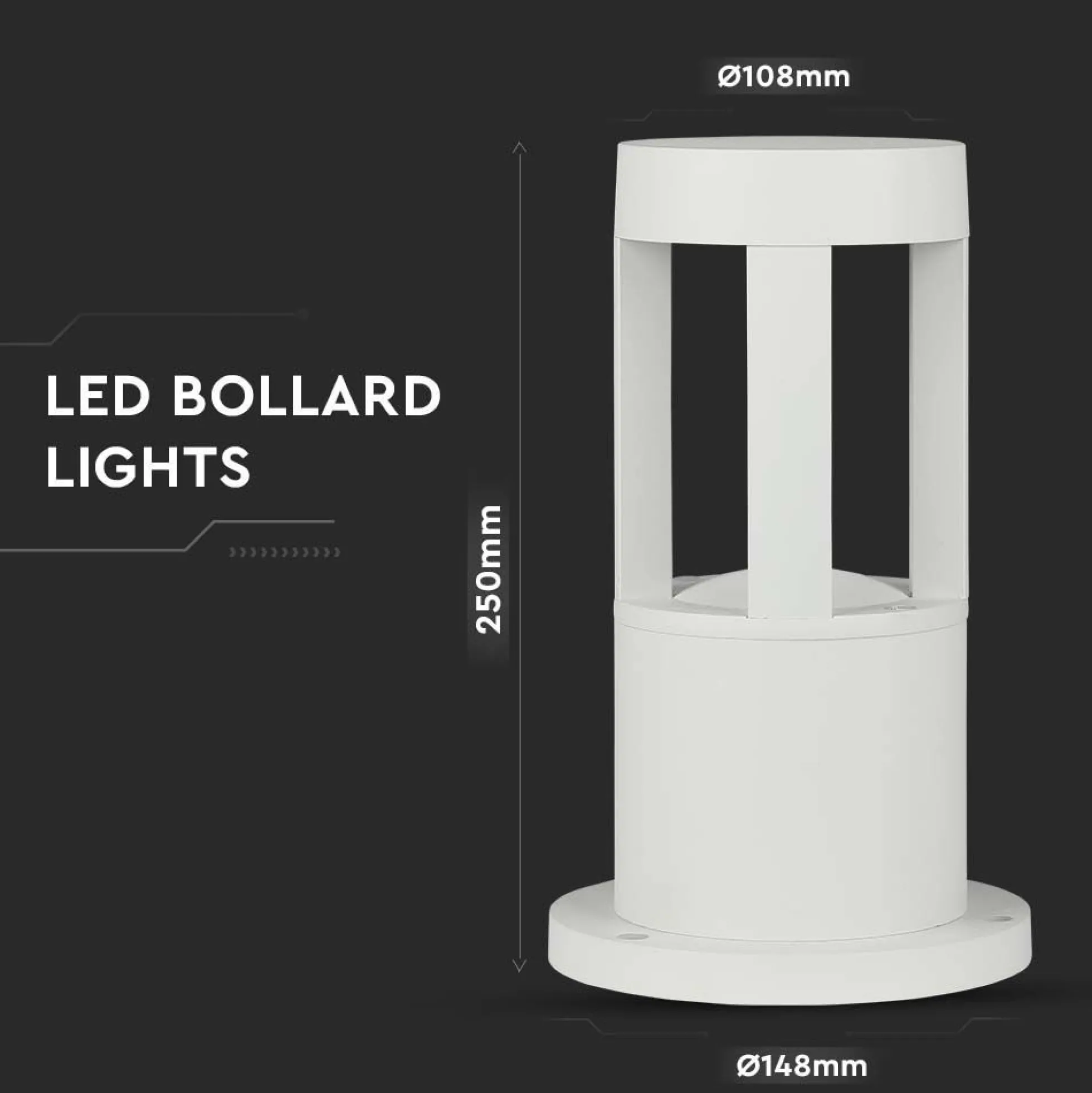 10W Pullertlampe, LED, 4000K, hvid, 25cm højde - Kulør: Neutral