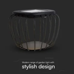 1W Solara designer have/bordlampe - Solcelle, IP44, sort, lantern-formet, 3000K+6000K, inkl. lyskilde - CCT (Varm til Kold Hvid)
